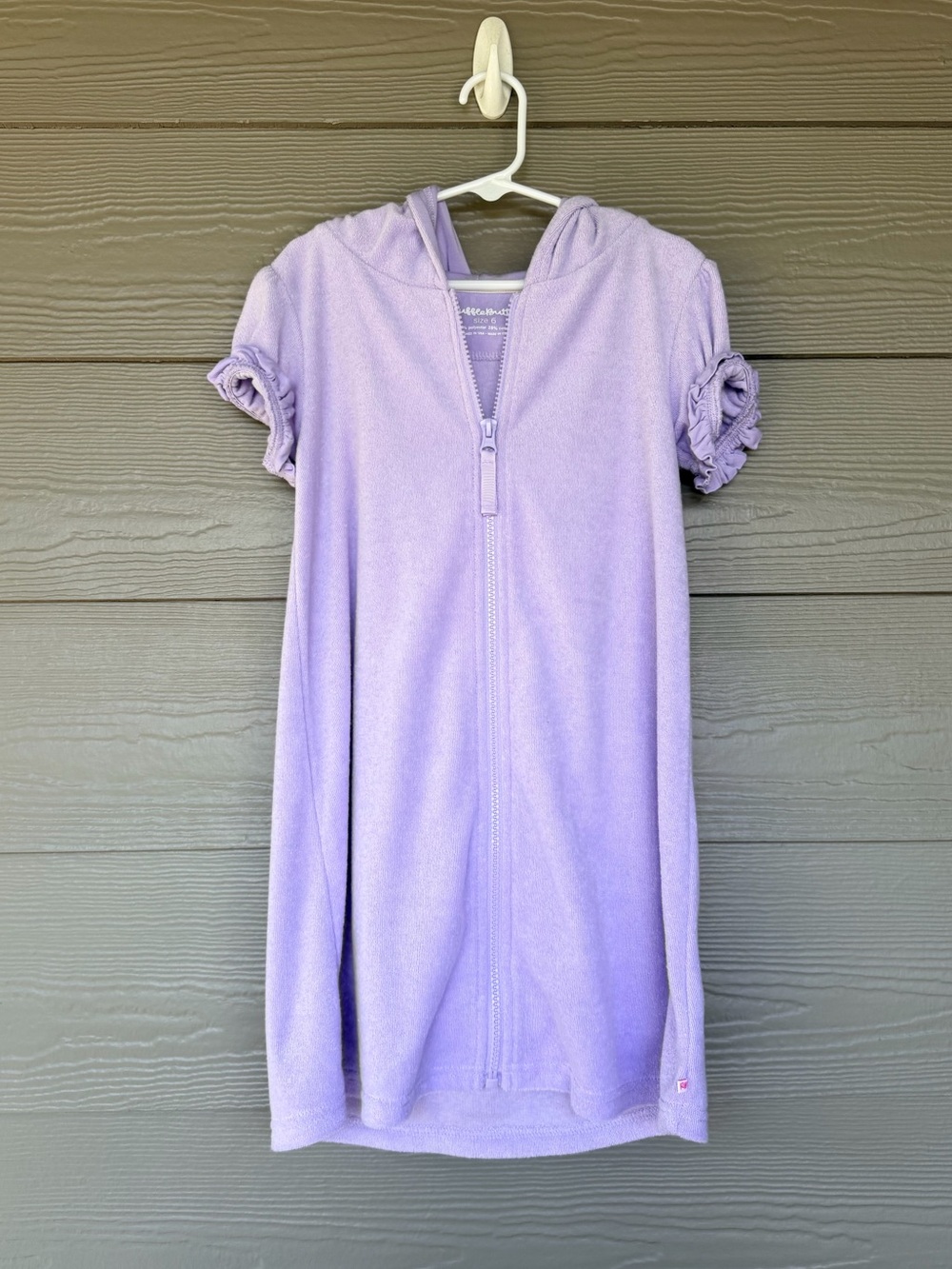 Rufflebutts Girls' Lavender Hooded Zip-Front Swim Cover Size 6